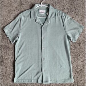 NWOT Porter & Ash Mens Polo Shirt Lt Green Geometric Modal Blend Logo Golf LARGE